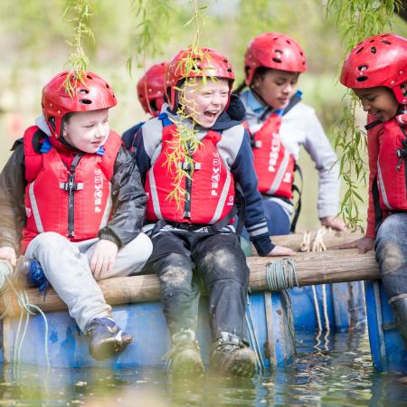 Group of Cubs on raft