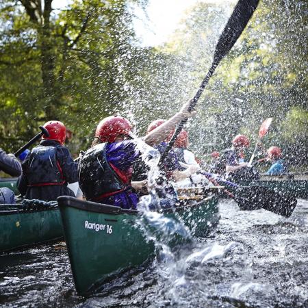 Scouts in canoes
